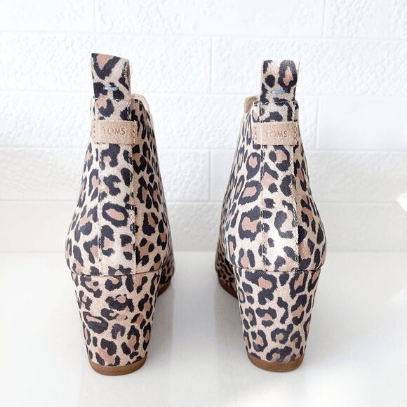 NWOT Toms Womens Kelsey Wedge Booties Leopard Print Size 9.5 - Picture 2 of 8